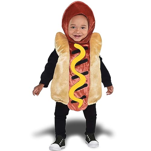 Mini Hot Dog Halloween Costume for Babies, 6-12 Months, Includes Tunic with Hood