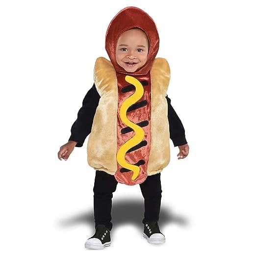 Mini Hot Dog Halloween Costume for Babies, 6-12 Months, Includes Tunic with Hood
