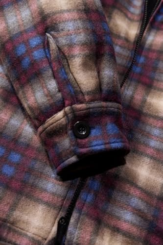 Image of LeeHanTon Mens Flannel Jackets Sherpa Lined Fleece Zip Up Winter Warm Workout Plaid Sweatshirt with Hood
