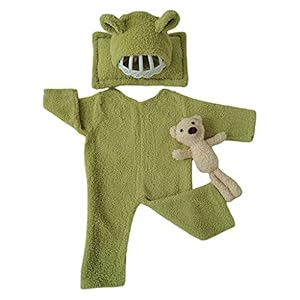 S-TROUBLE Pasgeboren baby 4 stuks fotografie rekwisieten pluche warm rompertje en hoed beer pop kussen