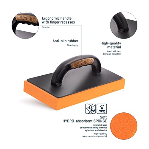 NEYNOR® Fliesenwaschbrett - HYDRO Schwammbrett PRO+++ - Saugfähig - Putzbrett - Fliesenschwamm - Hydroschwamm-Belag - Made in EU - 280 x 140 mm