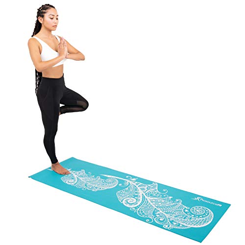 Prosourcefit Yoga Mats 3/16” (5Mm) Thick For Comfort & Stability With Exclusive Printed Designs, Feather Sea Green #TOP4