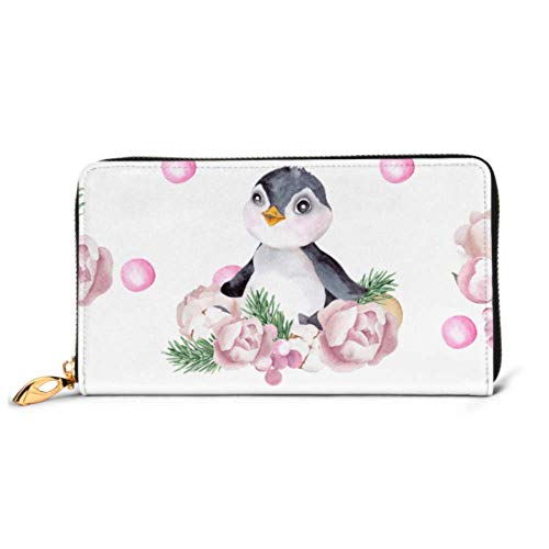 Preisvergleich Produktbild JHGFG Mode Handtasche Reißverschluss Brieftasche Muster niedlich Pinguin grün Telefon Kupplung Geldbörse Abendkupplung Blockierung Leder Brieftasche Multi Card Organizer
