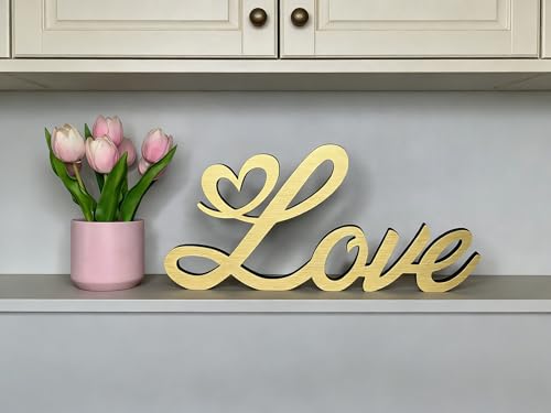 Valentines Day Decorations Love Sign Wooden Freestanding Love Letter Table Top Decor Romantic Table Red Sign L O V E Words Shape for Home Party Wedding Anniversary Decor