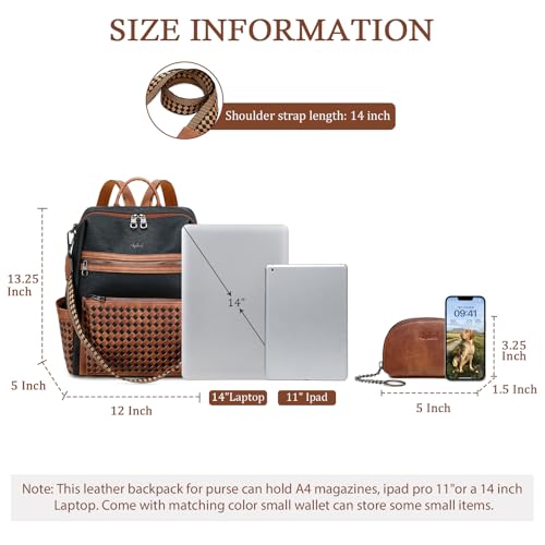 Image of AGLOD Leather Backpack Purse for Women Designer Ladies Shoulder Bag Fashion Faux Work Travel Handbags