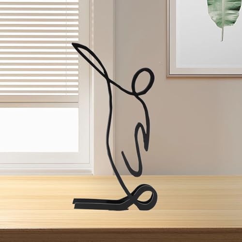 Yosoo YOSOOPFO1MRVX3Z-13 Lines Character Sculpture, Geometric Athlete Metal Art Decor For Home, Desktop  thumb #2