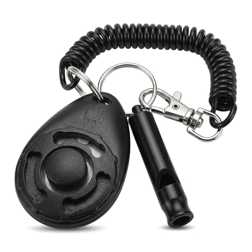PINETAPIRS Puppy Training Clicker, Dog Training Tool, Cat Clicker, Dog Training Clicker, Dog Clicker - 2-Pack (with Wrist Strap) Black