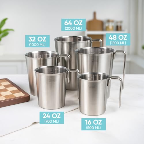 Image of Newness 2-Pack Stainless Steel Measuring Cups Set, Metal Measuring Cup