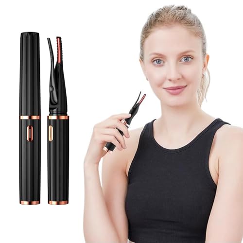 FOMIYES Rechargeable Heated Eyelash Curler - Electric Lash Curling Wand for and Lift, Portable USB- Perm Tool with Fast Heating (Black)