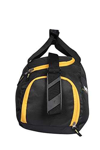 Image of Nivia Sports Space Polyester Gym Bag with Shoes Compartment,Adjustable Shoulder Bag for Men, Duffle Gym Bags for Men,Duffle Bags Travel (Black, Yellow),Capacity-18 litres