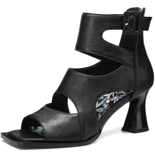 Image of Chunky Gladiator Sandals for Women Summer Peep Toe Stylish Sexy Shoes Dressy Comfortable Strappy High Heels Elegantes Sparkly Buckle Wedge Ladies Formal 3 Inch Pumps