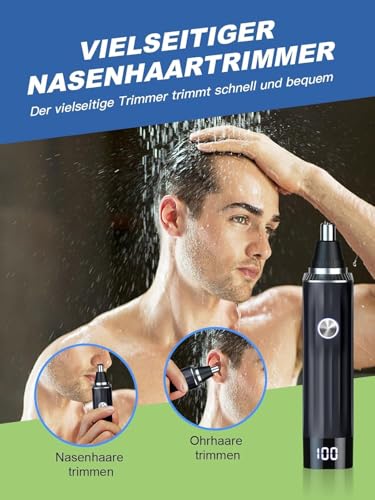 Nasenhaartrimmer 2 in 1 Nasentrimmer Ohrhaartrimmer mit LED-Anzeige, USB Wiederaufladbar Nasenhaarschneider für Herren und Frauen, Schmerzfreier Nasenhaarentferner mit IPX7 Level Wasserdichte 6