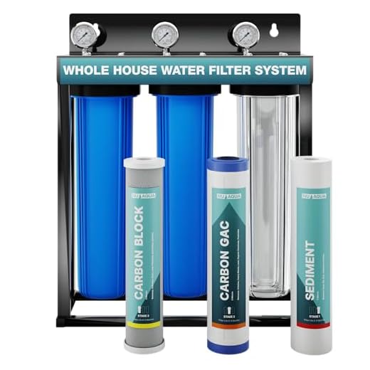 Nu Aqua 3 Stage Whole House Water Filter System w/Pressure Gauges - 20” x 4.5” TDS Reducing Home Filtration - Sediment, Granular Carbon, Carbon Block