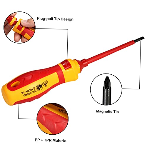 Tournevis isolés 1000V interchangeables et embouts Torx Phillips pour électricien - 8