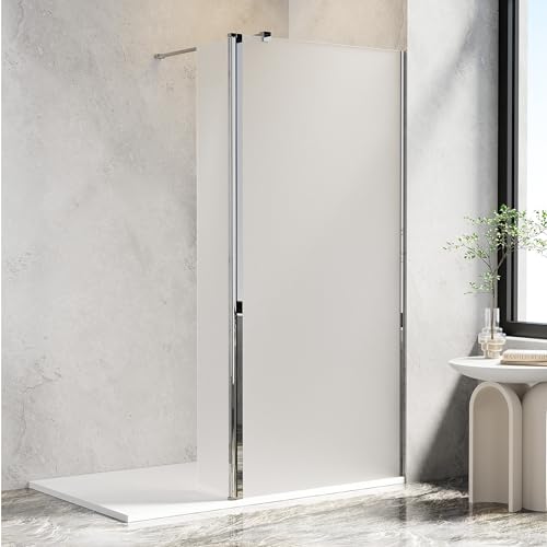 AQUARA Shower Screen 900 x 1900mm, Walk-in Shower Enclosure with 300mm Flipper Panel. Chrome Shower Door with 8mm Easy Clean Frosted Toughened Glass, Reversible, Support Bar Included