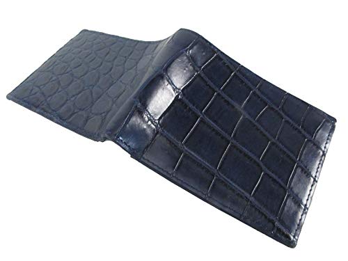 Genuine Crocodile Alligator Belly Skin Leather Soft & Slim Bifold Wallet Luxury ([B1] - 6 Card Slots + 2 ID Windows + 2 Compartments for Bills, Cobalt Blue)4