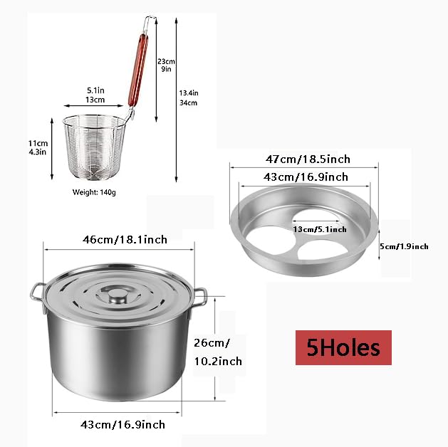 Generico Set per cuocipasta e vaporiera in Acciaio Inox, pentola per Pasta Multiuso con cestello scolapasta e Coperchio - Cuoci, cuoci a Vapore e scola con precisione, 5 Fori