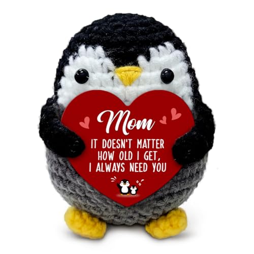 SOL VIBES Mothers Day Mom Gifts from Daughter Son - Handmade Penguin Crochet Birthday Gift for Moms, Mama, Mother in Law & Step Mom, I Love You Small Cute Stuff Things