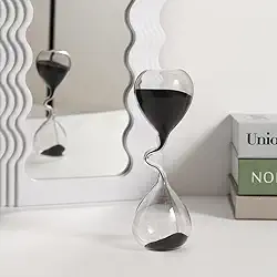 Ampulheta curva design preto estilo moderno artesanato de vidro simples decoração de mesa de jantar interior lindo relógio de areia
