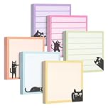 Bamyli 6 Pads Cat Sticky Notes Set,Funny Post It Notes, 3" x 3" Cute Notepad for Office Teacher Students School, Daily Planner & Fridge Memo Pad (480 Sheets)