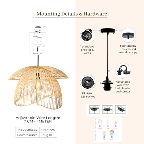 Image of Habere India-All the Cultures Fabricating India Bamboo Lampshade | Cane Lamps | Wicker Lamps | Cafe Lights | Rattan Ceiling Lights | Rattan Lamp Light (01)
