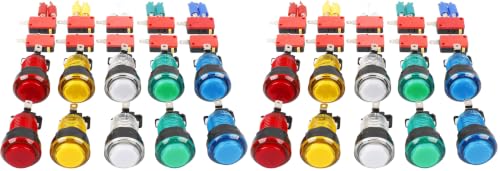 EG Starts 10x New 12V LED lit Arcade Push Buttons with Micro Switch for Jamma Mame Games Parts Multicade Choice of 5 Colour, Image 1 EG Starts 10x New 12V LED lit Arcade Push Buttons with Micro Switch for Jamma Mame Games Parts Multicade Choice of 5 Colour, Image 1