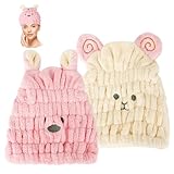GKMJ Toalla para Cabello,Toalla de Microfibra para el Cabello,2 Toallas de Secado de Pelo Ultra Suaves y Absorbentes,Gorro...