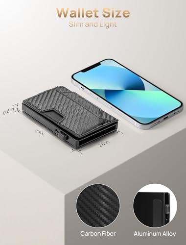 Mens Wallet Card Holder, Wallet for Men, Mens Wallet Minimalist Slim Wallet, RFID Blocking Pop up Wallet ID Window Money Clip, Aluminum Credit Card Holder Genuine Leather 12 Card Capacity2