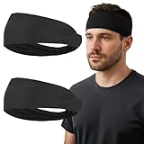 Ymapinc 2 Stück Sport Stirnbänd Herren rutschfest Schweißband Stirn Schnelltrocknende Stirnbänd Damen Elastische Haarband für Fitness Joggen Radfahren