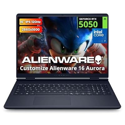 Hotface Customized Laptop, Created Using Dell Alienware Aurora 16 16" WQXGA 120Hz Gaming Laptop, Intel Core 7 240H, 16GB/32GB/64GB DDR5, 1TB/2TB/4TB SSD, RTX 5050, Backlit Keyboard, Win 11 Pro, Indigo
