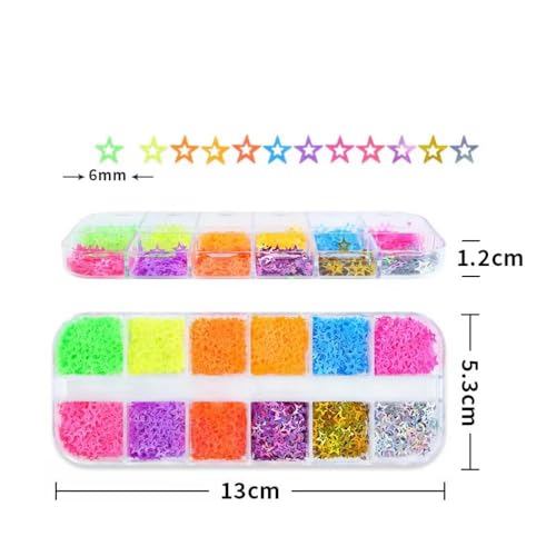 Image of 3 Box Star Nail Glitters Colorful Holographic Sequins 3D Mermaid Laser Independence Day Nail Flakes Sparkly Shiny Star Nail Decals Nail Art Design for Women Girls Manicure DIY Decorations