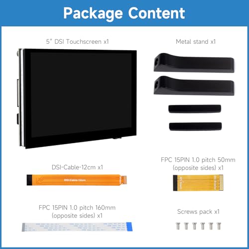 Image of KLAYERS LUCKFOX DSI Display for Pi 5 /4B /CM4 /CM3 Support 3D Printing, Capacitive Touch 800x480, Toughened Glass LCD Panel for Raspberry Pi 5