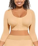 FeelinGirl Arm Shapewear for Women Post Surgical Arm Slimming Compression Sleeves Women Push Up Bra Top Beige S