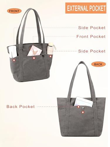 Image of Womens Shoulder Handbags Heavy Duty Canvas Work Tote Retro Bucket Bag
