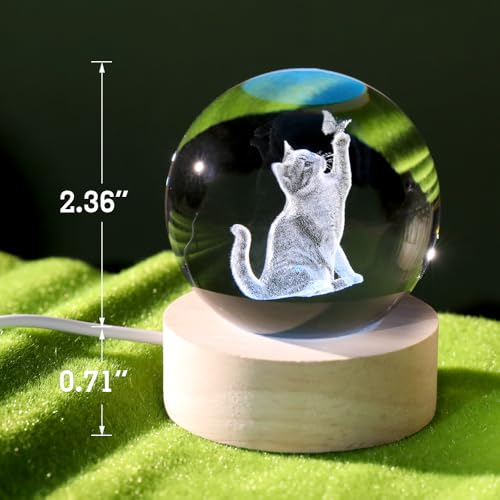 ZRENJHUS Cat Lover Gifts for Women 3D Cat Crystal Ball Themed Gift Mom Birthday Kitty Laddy Gift for Christmas Mothers Day