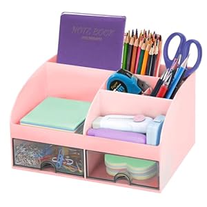 SYJINHUASY Schreibtisch Organizer mit 5 Fächern Rosa
