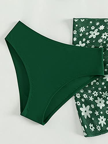 SHENHE Girl's 3 Piece Cute Ruffle Trim Triangle Bikini Swimsuit with Beach Cover Up4