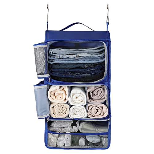 Surblue éTagèRes Suspendues Sac de Rangement de Voyage Cube de Compression pour Valise Pliable avec Couche D'Extension Grande Capacité Bleu XL
