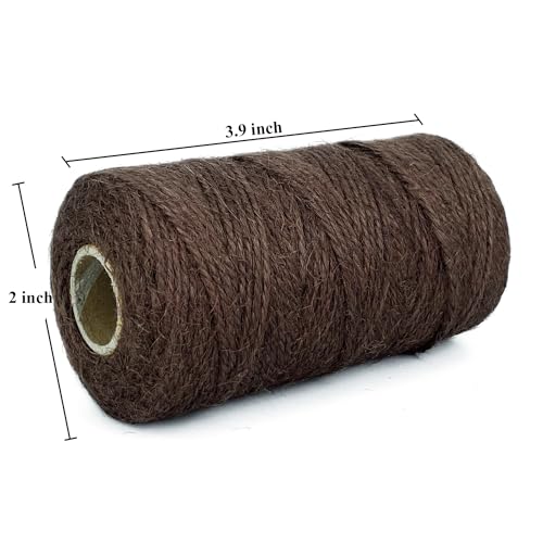 Colored Jute String 328 Feet Durable Natural Jute Twine Perfect for Arts Crafts Mason Jars Wrapping Wedding Decorations Home Gardening,Dark Brown