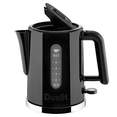 Dualit Studio Kettle | 1.5L 2.4KW Jug Kettle in Black with Polished Trim | Dual Measuring Windows | Fast Boiling BPA Free | Patented Sure Pour Technology