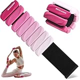 BECOJADDE Gewichtsmanschetten fuß 0.9 KG Je Gewichte für Beine und Arme Set 2 Ankle Weights Handgelenk Gewichte Knöchelgewichte Fussgewichte für Joggen Cardio Aerobic Krafttraining Rosaverlauf