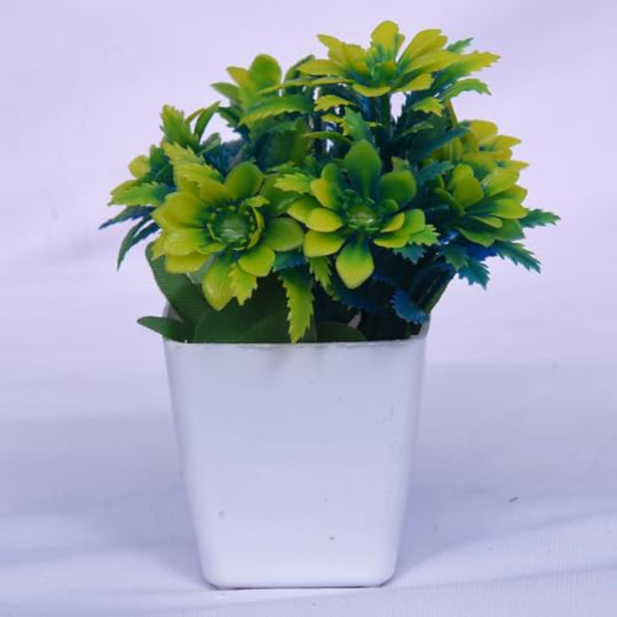 Multi-Color Mini Artificial Plastic Flowers with White Pot