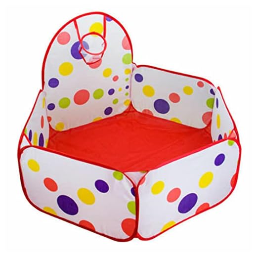 Amison - Piscina de bolas infantil con aro de baloncesto, diseño hexagonal con lunares, desplegable (bolas no incluidas)