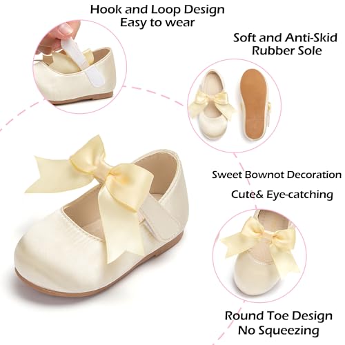 Image of PHIRAMIN Tollder Girl Dress Shoes - Little Girl Ballet Flats for Wedding Party