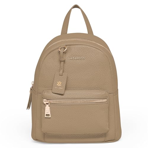 Lazarotti Bologna Damen City-Rucksack aus Echt-Leder | Tasche mit stufenlos verstellbaren Schulterriemen | Backpack 22 cm