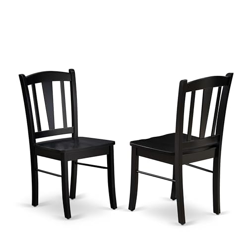 East West Furniture DLC-BLK-W Dublin Kitchen Dining Chairs - Slat