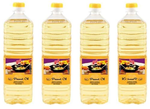 4er Pack 100% Erdnuss-Öl [4x 1000ml] Erdnussöl ~ Peanut Oil ~ Wok Öl