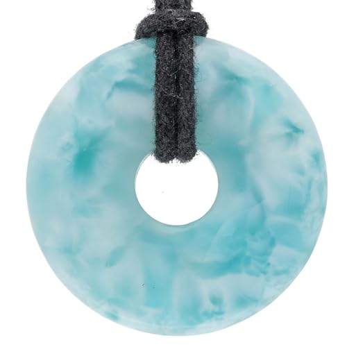 Lebensquelle Plus Donut en gemme Ø 30 mm + cordon en coton + carte descriptive | Pendentif en pierre naturelle | Collier véritable cristal de soin avec...