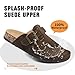 DDXYYDS Suede Clogs Men & Women Unisex Leather Mules Soft Cork Footbed Adjustable Buckle Slip Sandals Potato Shoes with Arch Support Dark Brown