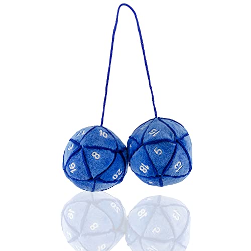 Toy Vault 20-Sided Plush Dice Danglers For Car Mirror (Blue); Hanging Dice Decor For Auto Rearview Mirror #TOP7